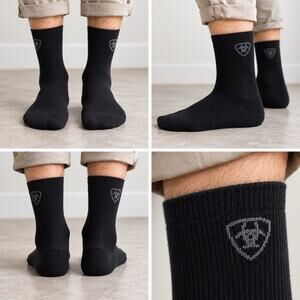 Ariat Modal Uniform Crew Socks Men’s Large Black 2 Pair Pack New With Tags